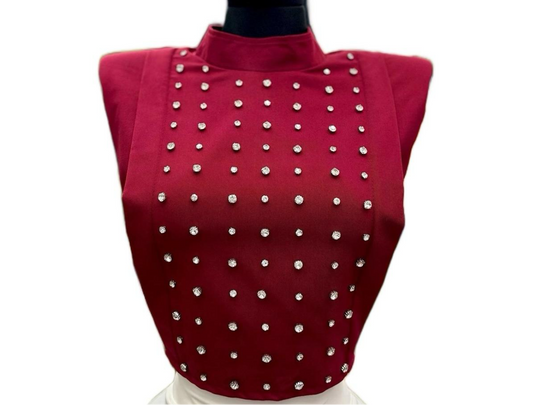 Burgundy shoulder pad blouse