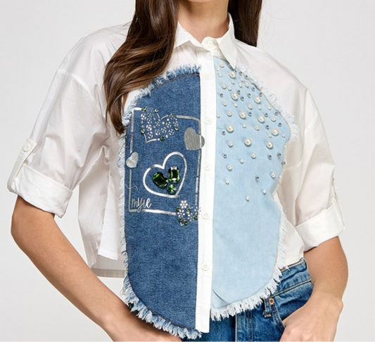 Heart denim shirt